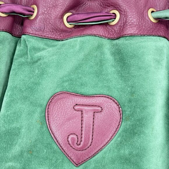 Vintage Juicy Couture Daydreamer Tote Bag Purse Royal Dog Bow Pompom Pin Charm - Picture 4 of 11